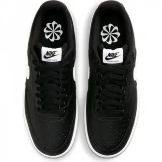 Nike, Pantofi sport de piele ecologica Court Vision Low Next Nature, Negru, Alb optic, 11