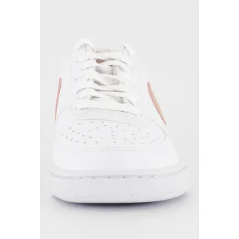 Nike, Pantofi sport de piele ecologica Court Vision Low Next Nature, Alb, Roz, 5