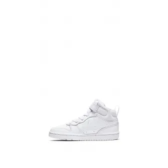 Nike, Pantofi sport din piele si piele ecologica cu detaliu logo Court Borough Mid 2, Alb, 28 EU