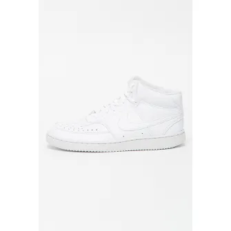 Nike, Pantofi sport mid-high de piele ecologica Court Vision, Alb, 11