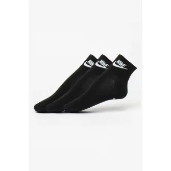 Nike, Set de sosete scurte unisex cu logo Essential - 3 perechi, Negru, S