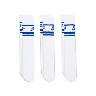Nike, Set de sosete unisex cu imprimeu logo - 3 perechi, Alb, Albastru royal, S