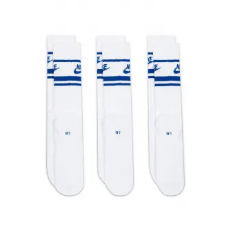 Nike, Set de sosete unisex cu imprimeu logo - 3 perechi, Alb, Albastru royal, S