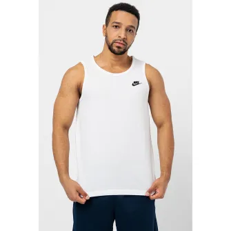 Nike, Top cu broderie logo pe piept Sportswear, Alb, Negru, M