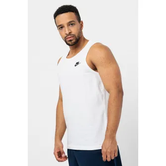 Nike, Top cu broderie logo pe piept Sportswear, Alb, Negru, M