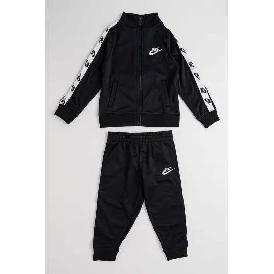 Nike, Trening cu fermoar si logo, Alb, Negru, 116-122 CM