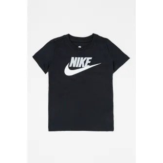 Nike, Tricou cu decolteu la baza gatului si imprimeu logo, Negru, Gri deschis, Alb, 137-147 CM