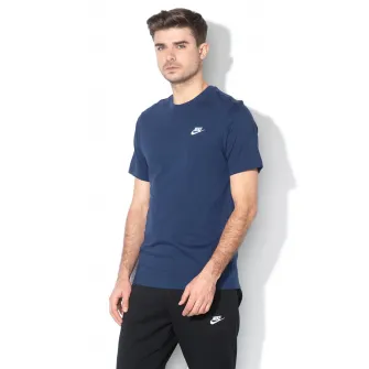 Nike, Tricou cu decolteu la baza gatului Sportswear Club, Albastru marin, M
