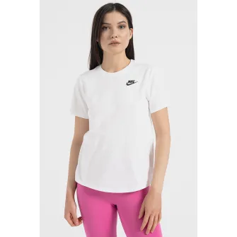 Nike, Tricou cu decolteu la baza gatului Sportswear Club Essentials, Alb optic, L
