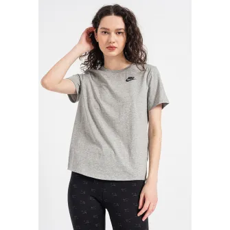 Nike, Tricou cu decolteu la baza gatului Sportswear Club Essentials, Gri melange, M