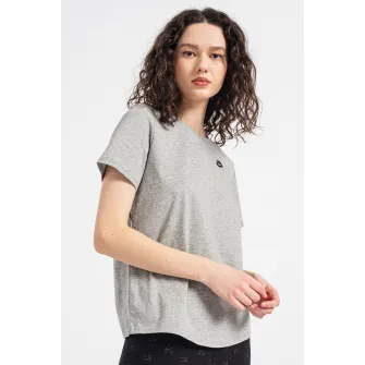Nike, Tricou cu decolteu la baza gatului Sportswear Club Essentials, Gri melange, XS