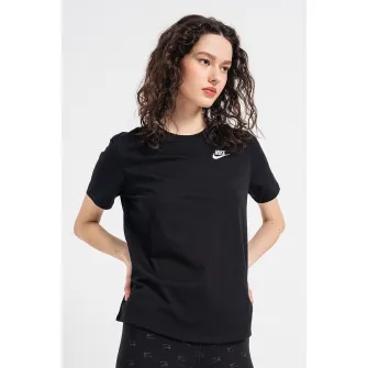 Nike, Tricou cu decolteu la baza gatului Sportswear Club Essentials, Negru, S