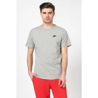 Nike, Tricou cu decolteu la baza gatului Sportswear Club, Negru, Gri, M