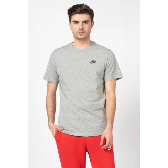 Nike, Tricou cu decolteu la baza gatului Sportswear Club, Negru, Gri, XL