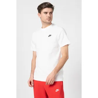 Nike, Tricou cu decolteu la baza gatului Sportswear Club, Negru, Alb, XL