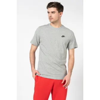 Nike, Tricou cu decolteu la baza gatului Sportswear Club, Negru, Gri, M