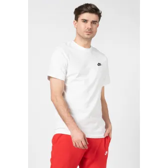 Nike, Tricou cu decolteu la baza gatului Sportswear Club, Negru, Alb, XL