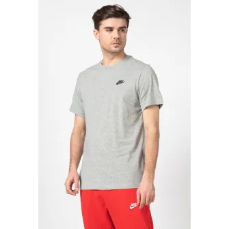 Nike, Tricou cu decolteu la baza gatului Sportswear Club, Negru, Gri, S