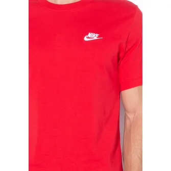 Nike, Tricou cu decolteu la baza gatului Sportswear Club, Rosu, XL