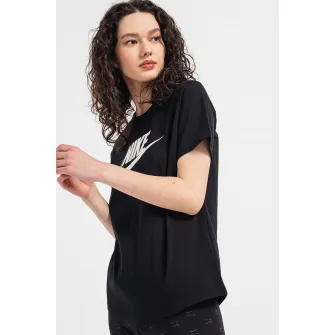 Nike, Tricou cu imprimeu logo Essentials, Negru, S