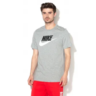 Nike, Tricou cu imprimeu logo Icon Futura, Gri melange, S