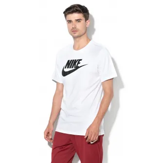 Nike, Tricou cu imprimeu logo Icon Futura, Negru, Alb, L