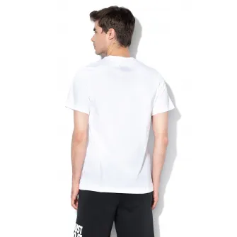 Nike, Tricou cu imprimeu logo Swoosh, Alb/Negru, 2XL