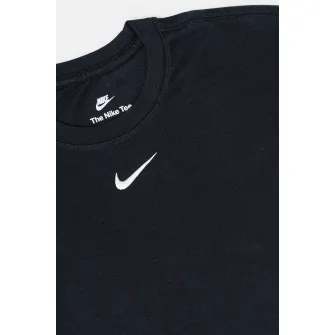 Nike, Tricou din bumbac cu detaliu logo, Negru, Alb, 137-147 CM