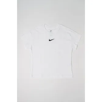 Nike, Tricou din bumbac cu detaliu logo, Negru, Alb optic, 146-156 CM
