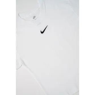 Nike, Tricou din bumbac cu detaliu logo, Negru, Alb optic, 146-156 CM