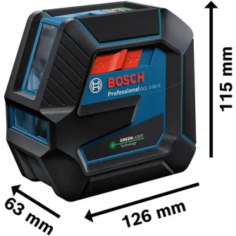 Многофункциональный лазерный нивелир Bosch Professional 0601066M01, максимальная рабочая дальность 50 м, рабочая точность  0,3 мм/м, диапазон самонивелирования  4, IP 64, крышка, поворотная опора RM 10, лазерная визирная пластина, 4 батарейки АА, строител