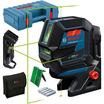 Nivela laser multifunctionala Bosch Professional 0601066M02, 50 m domeniu maxim lucru, ± 0.3 mm/m precizie lucru, husa, suport universal RM 10, clema prindere tavan, placuta vizare laser, 4 baterii AA, valiza profesionala