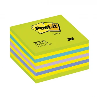 Notes adeziv 76x76mm 450f cub neon Post-it 3M Verde/Galben