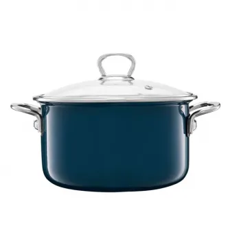 Oala cu capac, Emalia Olkusz Optimum, email, 24 cm/4.8 L, turcoaz