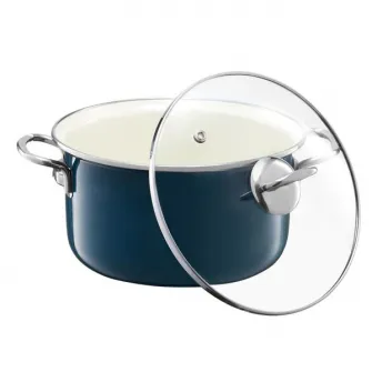 Oala cu capac, Emalia Olkusz Optimum, email, 24 cm/4.8 L, turcoaz
