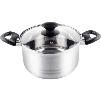 Oala cu capac Lamart din inox, Manere din Bachelita, inductie, 4.7L
