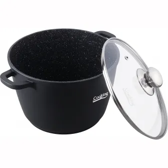 Oala din aluminiu turnat si capac Dark Line, inductie, 28x20 cm, 10 L