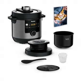 Oala sub presiune electrica Tefal Turbo Cuisine  Fry CY778830, 1200W, Tehnologie Spherical Bowl, capacitate 5 L, pastrare la cald, invelis antiaderent, negru  gri