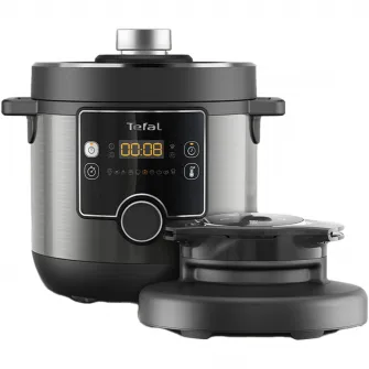 Oala sub presiune electrica Tefal Turbo Cuisine  Fry CY778830, 1200W, Tehnologie Spherical Bowl, capacitate 5 L, pastrare la cald, invelis antiaderent, negru  gri