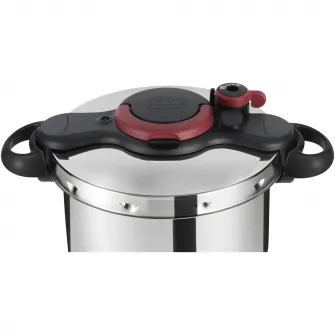 Oala sub presiune Tefal ClipsoMinut Easy P4624966, capacitate 9L, inductie, inox, indicator de presiune, 5 puncte de securitate, sistem Arch de inchidere - deschidere, argintiu