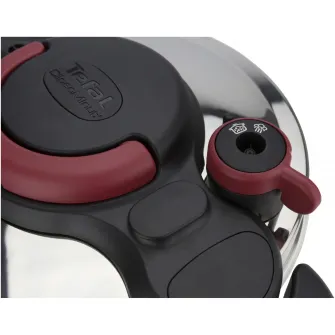 Oala sub presiune Tefal ClipsoMinut Easy P4624966, capacitate 9L, inductie, inox, indicator de presiune, 5 puncte de securitate, sistem Arch de inchidere - deschidere, argintiu