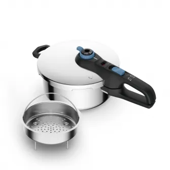 Oala sub presiune Tefal Secure Trendy, sistem siguranta in 5 puncte, 2 programe de gatire, compatibil cu inductia, 4 L, argintiu