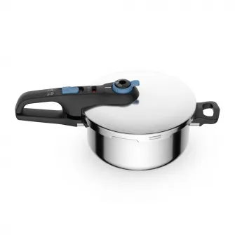 Oala sub presiune Tefal Secure Trendy, sistem siguranta in 5 puncte, 2 programe de gatire, compatibil cu inductia, 4 L, argintiu
