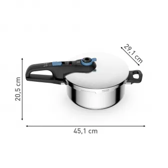Oala sub presiune Tefal Secure Trendy, sistem siguranta in 5 puncte, 2 programe de gatire, compatibil cu inductia, 4 L, argintiu