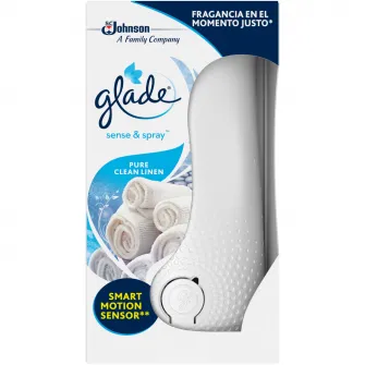 Odorizant aer cu actiune continua Glade Sense  Spray Pure Clean Linen, 18 ml