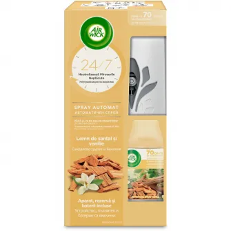Odorizant automat de camera Air Wick Freshmatic, Lemn de Santal  Vanilie, 250ml