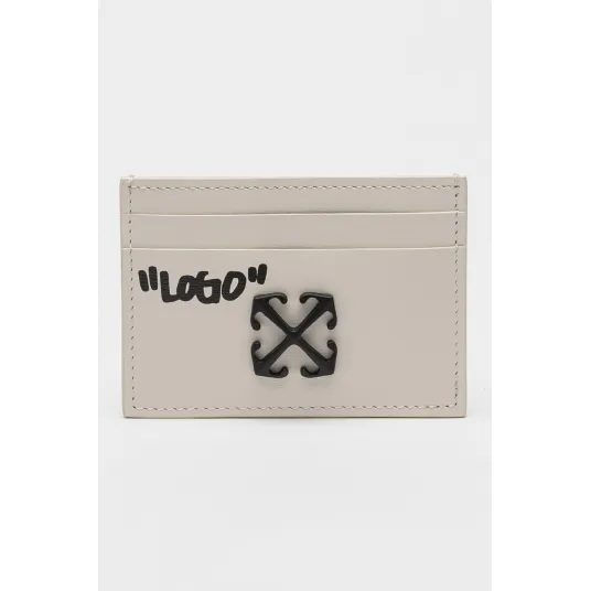 OFF-WHITE, Portcart de piele cu logo Jitney, Bej
