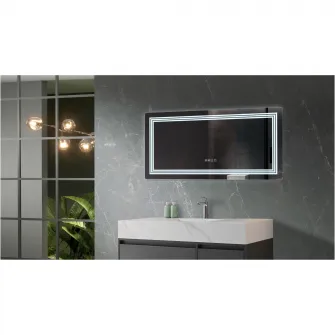 Oglinda baie Belform Cronos, cu iluminare LED 3 culori, intrerupator touch, ceas, functie dezaburire, 120x60 cm