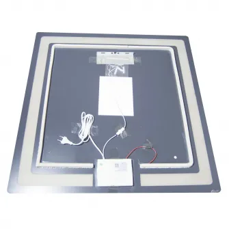 Oglinda baie cu iluminare LED Badenmob 17995, functie dezaburire, ceas, data si termometru, MD1, 80x80cm
