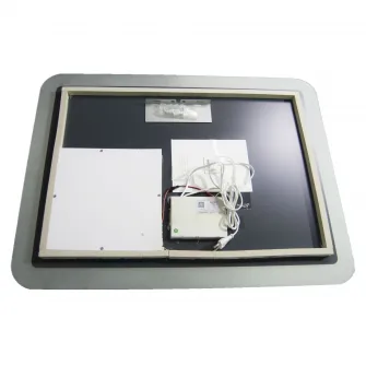 Oglinda baie cu iluminare LED Badenmob 18500, functie dezaburire, ceas, termometru si lupa, 80x60cm